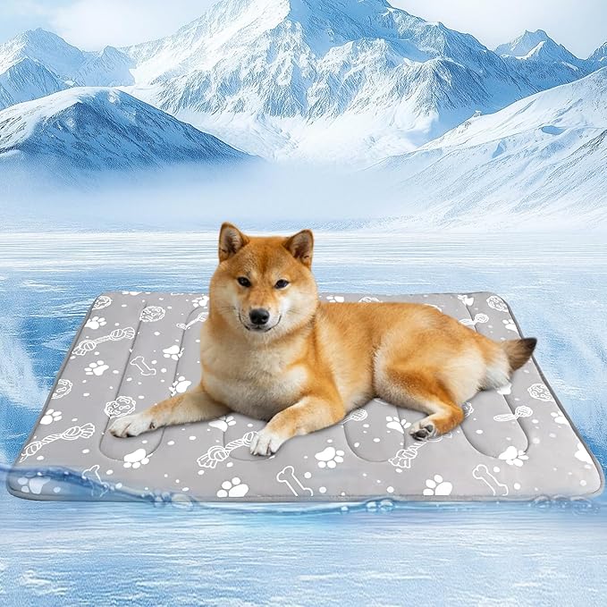 MH MYLUNE HOME Upgrade Cooling Mat for Pets, 28”x39” Cool-Chill Fiber Reinforced Padding, Heat-Absorbing Color-Changing Pet Pad, Foldable/Washable Summer Bed