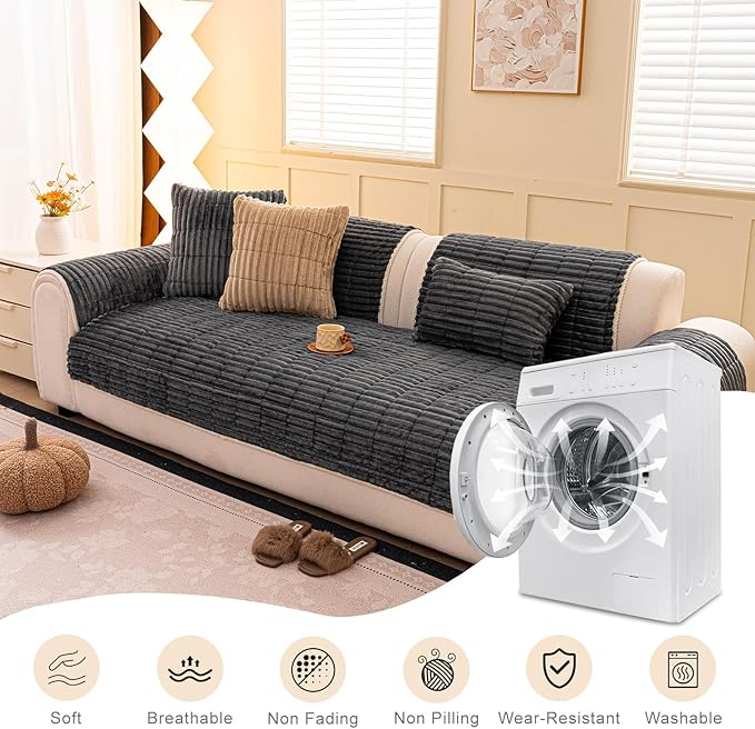 Washable Pet-Friendly Couch Covers for Dogs Fuzzy Pet Sofa Covers Dog Couch Blankets and Cushion Covers for Sofa