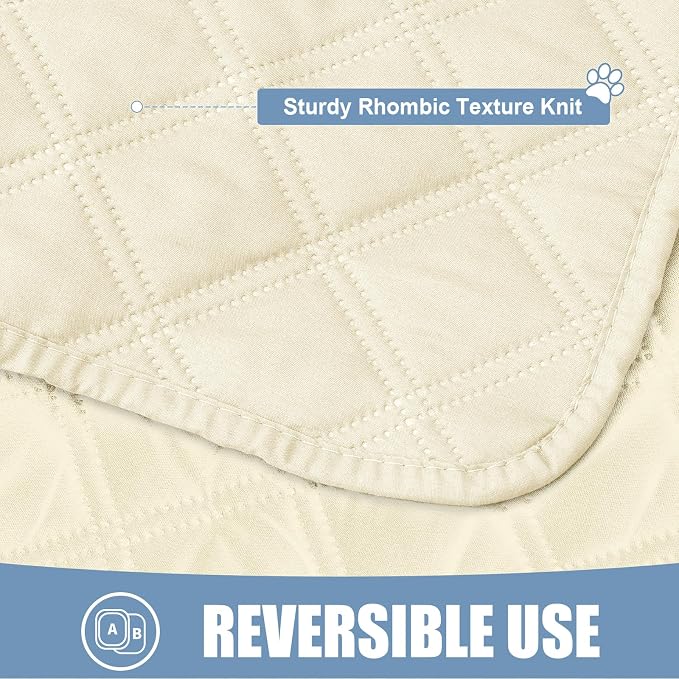 Smiry Waterproof Dog Bed Cover Pet Blanket, Soft Washable Dog Blanket for Furniture Bed Couch Sofa Reversible, Checkered (40"x50", Beige/Beige)