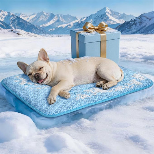 Cooling Mat for Dogs, Large Dog Bed & Dog Cooling Pad, Waterproof Pet Cooling Mat with Breathable Foam, Instant Relief for Dogs & Cats, Blue 24"x18"