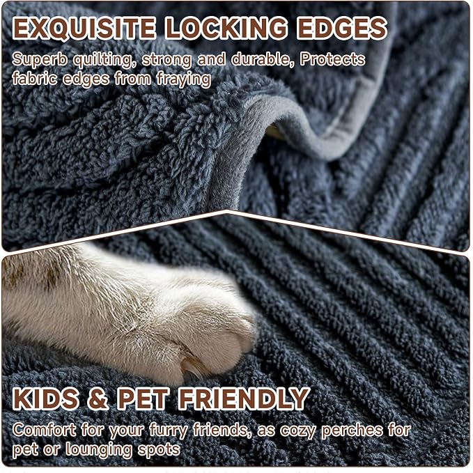 OTOB All Season Couch Cover for Dogs Washable, Non Slip Fuzzy Plush Pet Couch Covers, Cat Kids Pet Friendly Soft Armrest Sofa Slipcovers Furniture Protector, 1 Piece (Dark Gray, 27.6"x27.6")