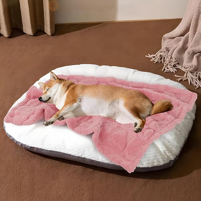 MACEVIA Fluffy Fleece Dog Blankets for Large Dogs,(40x60 Inch, Pink) | Warm Soft Washable Pet Bed Cover, Fuzzy Puppy Pets Blanket for Dogs and Cats,Plush Pet Throws for Bed,Couch,Sofa,Travel