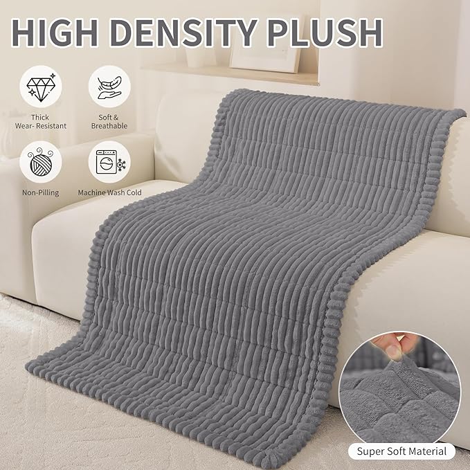 Fuzzy Pet Couch Covers for Dogs Washable, Thick Couch Covers for 3 Cushion Sofa Pet Friendly, Non Slip Plush Dog Couch Cover for for Sectional, Loveseat (Charcoal Gray, 27.6" x 71")