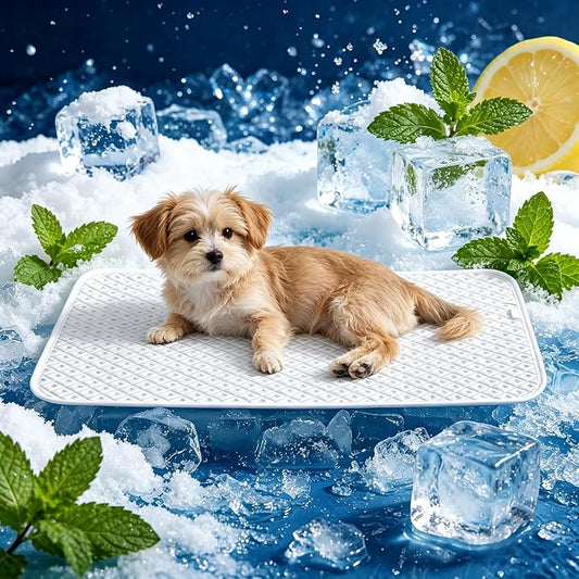 Dog Cooling Mat Q-Max>0.5 Self Cooling Crate Pad for Bed, Floor, Car Travel Indoor Outdoor Summer Use Breathable Portable Washable Pet Cooling Mat with Arc-Chill Fabric Light Gray 24" x 18"