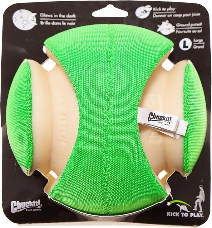 Chuckit! Kick Fetch Max Glow Ball, Large (8 Inch) Glow in the Dark Dog Toy (Pack of 4)