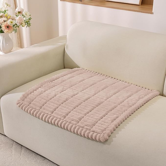 Fuzzy Pet Couch Covers for Dogs Washable, Thick Couch Covers for 2 Cushion Sofa Pet Friendly, Non Slip Plush Dog Couch Cover for for Sectional, Loveseat (Champagne, 27.6" x 27.6")