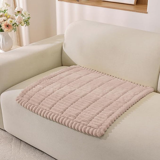 Fuzzy Pet Couch Covers for Dogs Washable, Thick Couch Covers for 2 Cushion Sofa Pet Friendly, Non Slip Plush Dog Couch Cover for for Sectional, Loveseat (Champagne, 27.6" x 27.6")