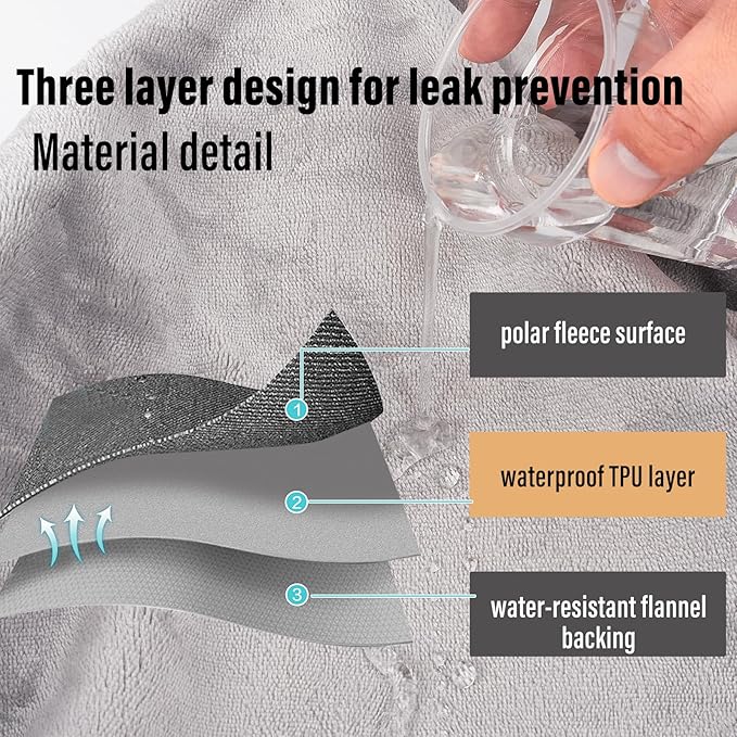Ahinahwap Waterproof Blanket for Bed Couch Sofa, 60"x80" Reversible & Washable, Waterproof Blanket Queen Size, Water Resistant Twin Bed Blankets, Leakproof (Dark Gray/Silver Gray)