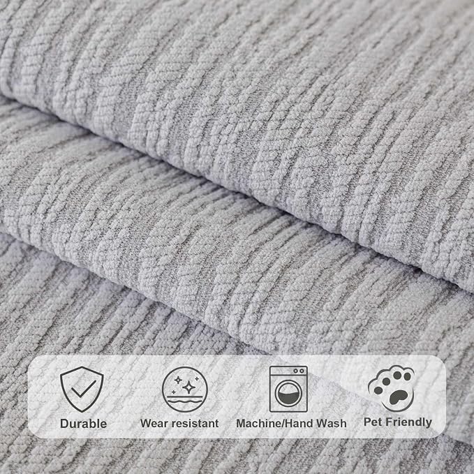 Soft Waterproof Chenille Cover Washable, Non Slip Sectional Sofa Covers for 3 Cushion Couch Sofa L Sharped Sofa Slipcover for Pets, Furniture Protector (1 PCS 36"x70" Light Grey)