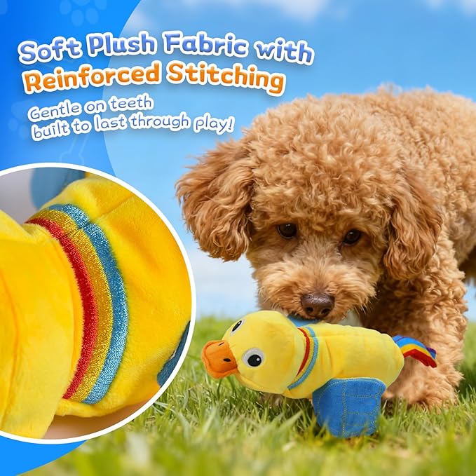 lilfrd Duck Dog Toy, Crinkle Squeaky Plush Interactive Chew Toy for Dogs | Lets pups fill quiet days with fun sound play. Ideal daily toy for small, medium and large dogs.