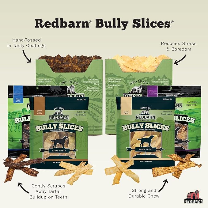Redbarn Pet Products Bully Slices for Dogs Vanilla Natural Dental Treats 12 Bags