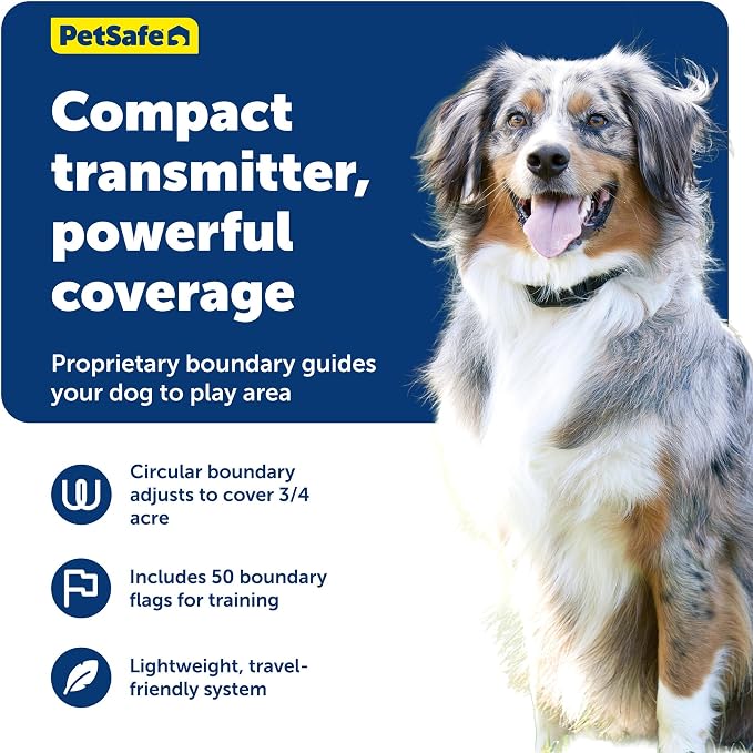 PetSafe Stay & Play Wireless Fence for 2-Dogs with Replaceable Battery Collar Covers 3/4-Acre Yard for Dogs 5 lb. and Up Portable Design from the Parent Company of Invisible Fence Brand
