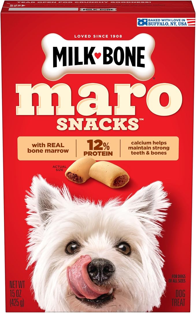 Milk-Bone MaroSnacks Dog Treats, Beef, 15 Ounce (Pack of 6) with Real Bone Marrow and Calcium