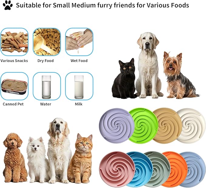 Bifeaw Slow Feeder Dog Bowls, Dishwasher Microwave Safe Silicone Puppy Puzzle Bowl with Non-Slip Design for Eating (Green and Orange)