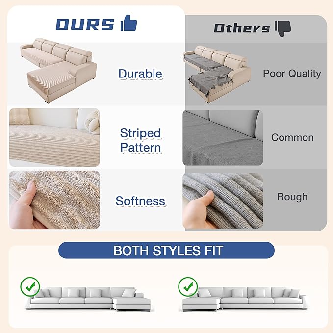 MYSKY HOME 100% Waterproof Couch Cover for Sectional Sofa, Couch Covers for Dogs Washable, Non Slip 2 Pieces Sofa Slipcover, L Shape Sofa Cover Furniture Protector for Pet, Khaki, 35"x63"+35"x63"