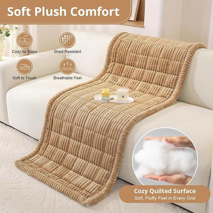 OstepDecor Couch Cover for Dogs, Washable Non Slip Sofa Cover for Pets, Soft Couch Covers for Sofa, Loveseat and Sectional, Furniture Protector Against Pet Hair & Scratches (35.4" x 47.2", Khaki)