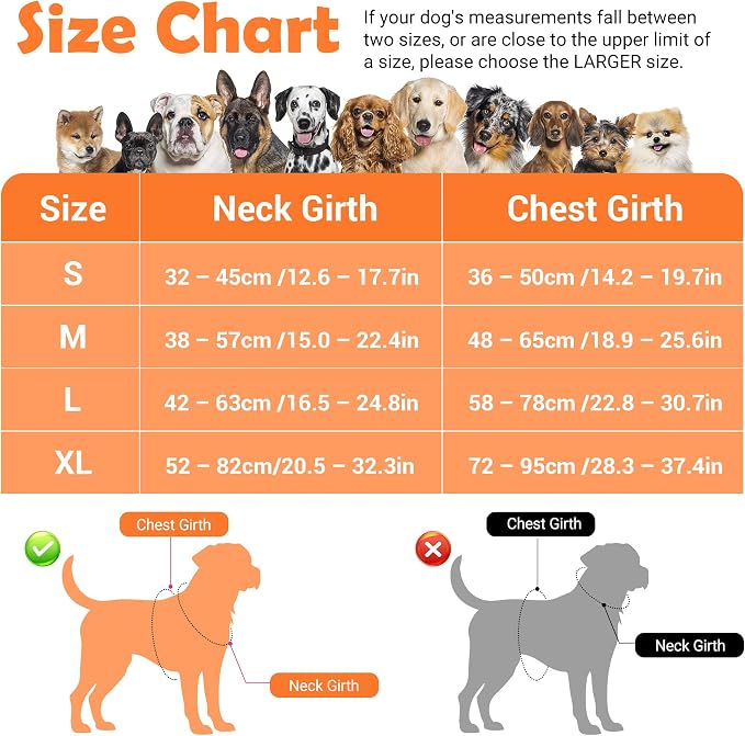 Funfox Dog Harness No Pull, Adjustable Pet Vest Harness, Super Soft Material with Vertical Handle Easy Control, Reflective Night Walking, 2 Leash Clips for XLarge Dogs, Orange, XL