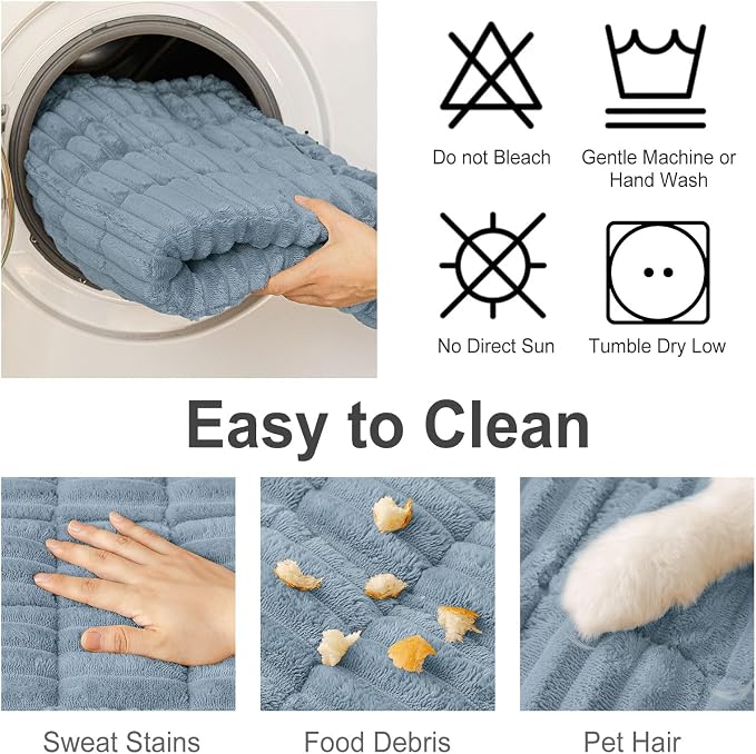 hyha Couch Cover for Dogs Washable, Non Slip Thick Flannel Sofa Protector, Pet Friendly Plush Furniture Cover for Sectional Sofa & Loveseat (Haze Blue, 27.6" x 88")