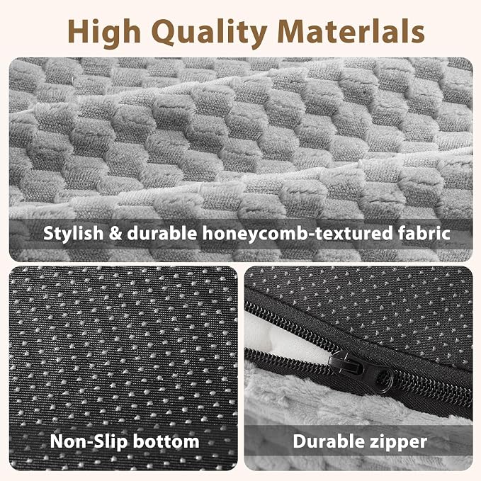 JOEJOY XL Orthopedic Dog Beds Large Sized Dog, Extra Large Washable Waterproof Oval Large Dog Bed with Removable Cover, Egg-Crate Foam Pet Bed with Bolster & Non-Skid Bottom, Light Grey, 42''x31''