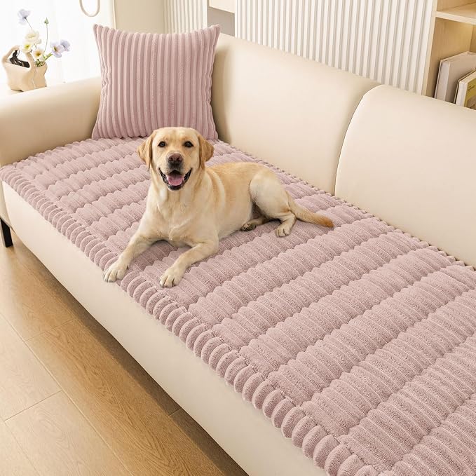Smiry Couch Cover for Dogs, Non Slip Washable Sofa Protector for Pets, Soft Furniture Cover for Pet, Stylish Sofa Covers, Cozy Protect Against Fur, Dirt & Everyday Messes (Dusty Pink, 27.6" x 82.7")