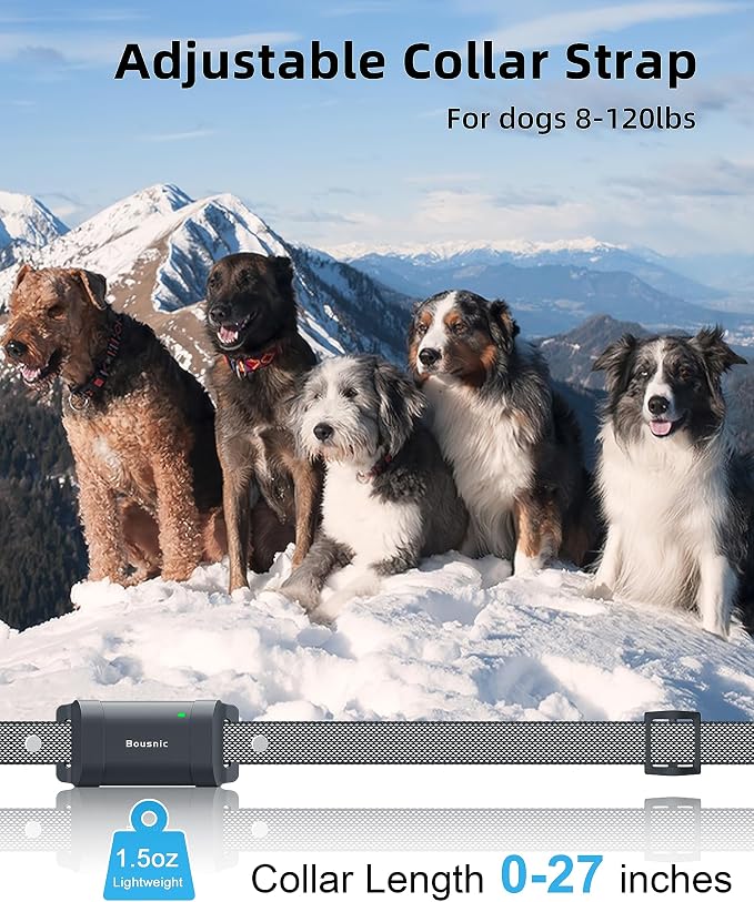 Bousnic Dog Shock Collar with Remote - [New Edition] 4000FT Dog Training Collar for Large Medium Small Dogs (8-120lbs) Waterproof Rechargeable E Collar with Beep, Vibration, Safe Shock (Grey)