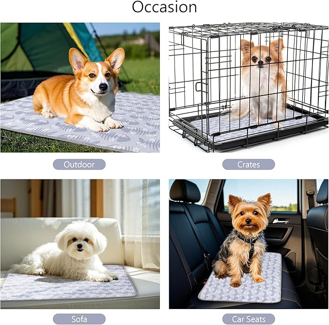 DELIFUR Cat Cooling Mat- Pet Cooling Mat Outdoor for Dogs Ice Pad for Kitten Cat Puppy Machine Washable (Medium, Grey Fishbone)