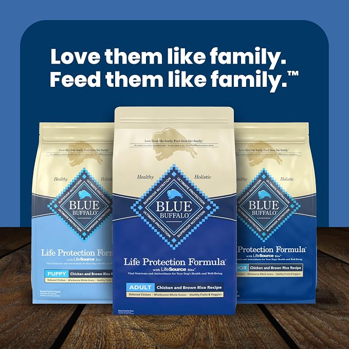 Blue Buffalo Life Protection Formula Chicken & Brown Rice Adult Dry Dog Food, Supports Immunity with Antioxidant-Rich LifeSource Bits, Promotes Healthy Muscle Development, Skin & Coat Health, 34 lbs.