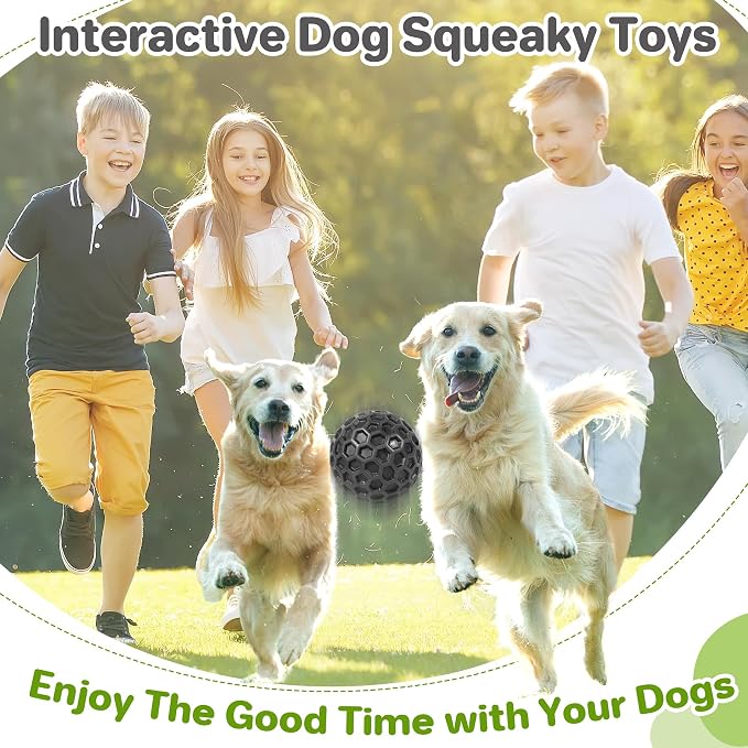 DISSKNIC Indestructible Squeaky Dog Balls, Dog Toys for Aggressive Chewers Large Breed for Relieving Anxiety, Tough Dog Chew Toys Balls for Aggressive Chewers, Outdoor Squeaky Dog Toys for Large Dogs