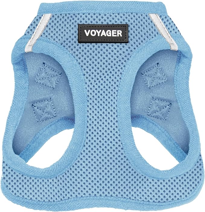 Best Pet Supplies Voyager Step-in Air Harness - All Weather Mesh, Reflective, No Pull Harness for Dogs, Cats - Secure with Hook & Loop Fastener, Buckle, Double D-Rings - Baby Blue, XXXS