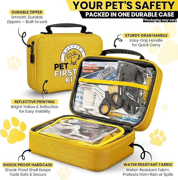 Dog and Cat First Aid Kit – Vet Approved, 74 Essential Items Pet Emergency Kit Accessories for Car, Travel, Hunting, Hiking & Camping Gear with Mini Pouch for Home, Office & Outdoor Adventures