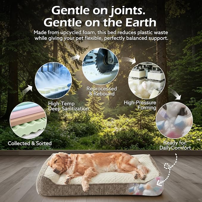 JOEJOY XL Orthopedic Dog Beds Large Sized Dog, Extra Thick Supportive Big Dogs Couch Bed with Sides, Ultra Soft Pet Bed Sofa for Large Dogs, Beige, 42inch
