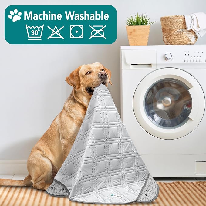 PetAmi Dog Cooling Mat, Waterproof Self Cooling Dog Pad with Non-Slip Backing, Q-Max >4.0 Pet Cooling Mat for Crate, Couch, Kennel & Car, Indoor Outdoor Summer Use, Light Grey, 40x60