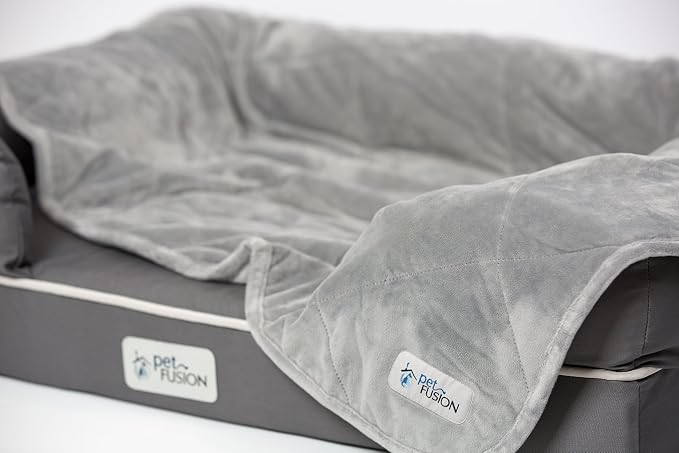 PetFusion Premium Dog & Cat Blanket | Ultra Soft, Available in Plush or Quilted; 2 Colors (Grey; Brown) | Perfect Blanket for Small Dogs & Large Dogs