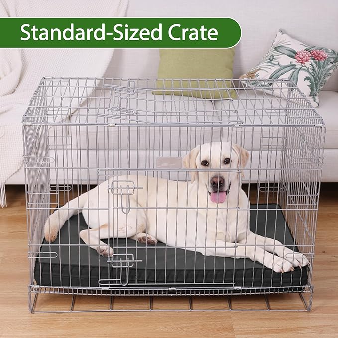 Vonabem Outdoor Dog Bed Waterproof Washable, Jumbo Large Crate Bed 54 inch, Wipeable Leather Pet Beds with Removable Cover, XXXL Durable Anti-Slip Kennel Pad 53"x36" Black