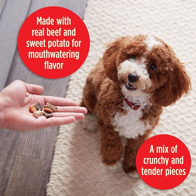 Milk-Bone Trail Mix Chewy & Crunchy Dog Treats,Real Beef & Sweet Potato,20 Ounce,(Pack of 4)