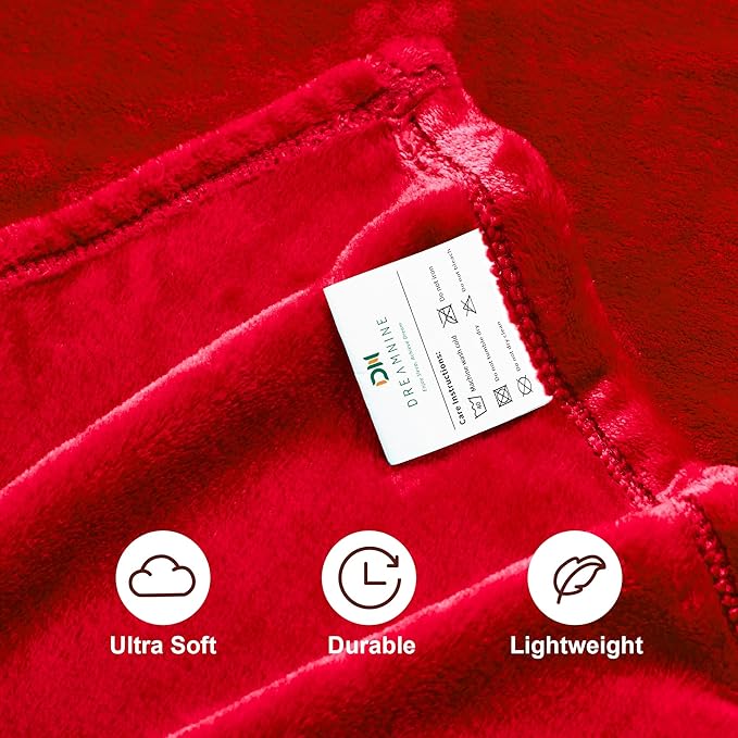 DREAMNINE Pack of 21 Fuzzy Soft Fleece Throw Blanket for Couch Sofa 50" x 60", Decorative Solid Lightweight Velvet Blankets for Chair, Cozy Accent Shaggy Plush Flannel Blanket for Bedroom, Red