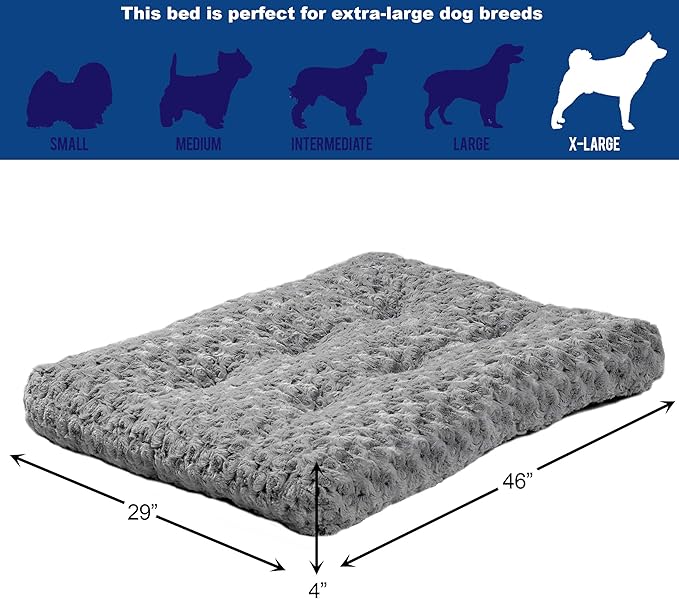 MidWest Homes for Pets XL QuietTime Deluxe Gray Ombré Swirl Plush Pet Bed, Machine Washable, Non-Skid Bottom, Soft Crate Mat for 48-inch Crates