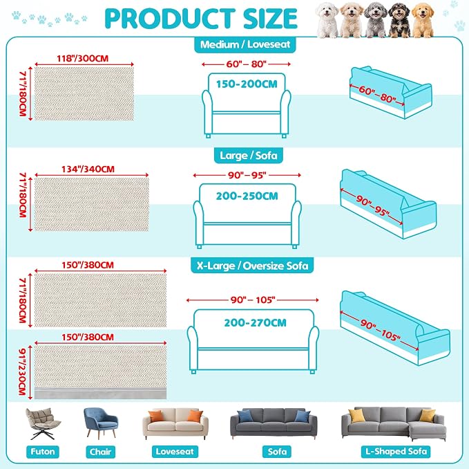 Loiion 100% Double-Sided Waterproof Dog Sofa Cover - Anti-Slip, Leakproof Couch Cover, Pet-Friendly Couch Protectors for Puppy, Large Dog, Kids and Pets150 X71 Almond