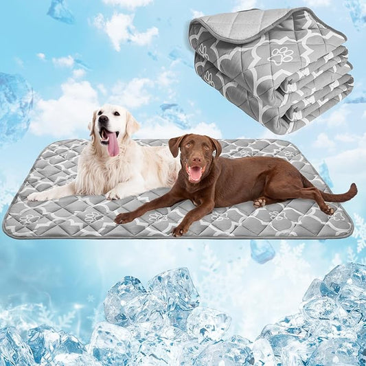 EXPAWLORER Dog Cooling Mat-28.3''*47.2'' Upgraded Extra Large Cooling Pad for Dog Dogs Cats Pets in Summer Keep Cool,Washable,Non-Slip Blanket for Grate Sofa Bed Outdoor(Gray)