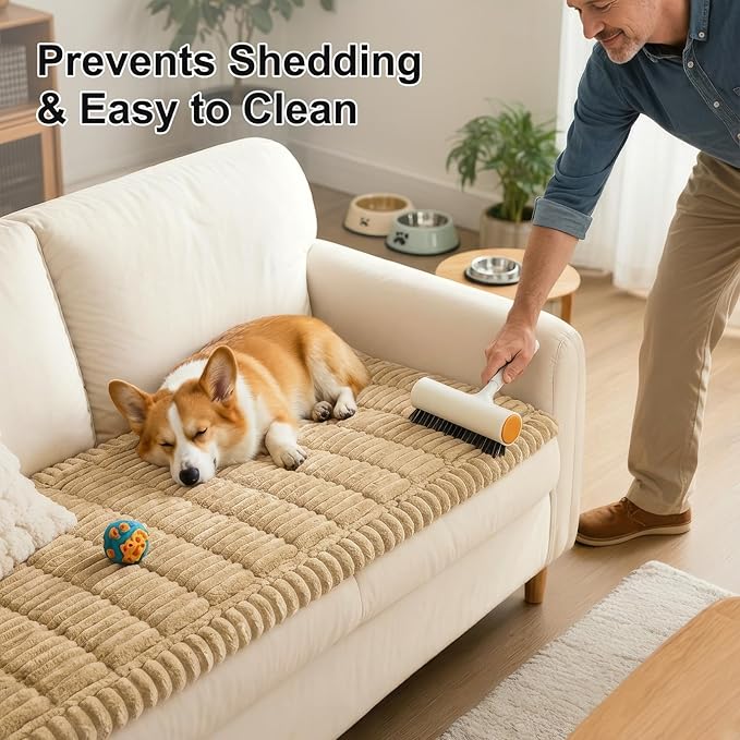 Smiry Couch Cover for Dogs, Non Slip Washable Sofa Protector for Pets, Soft Furniture Cover for Pet, Stylish Sofa Covers, Cozy Protect Against Fur, Dirt & Everyday Messes (Camel, 35.4" x 82.7")