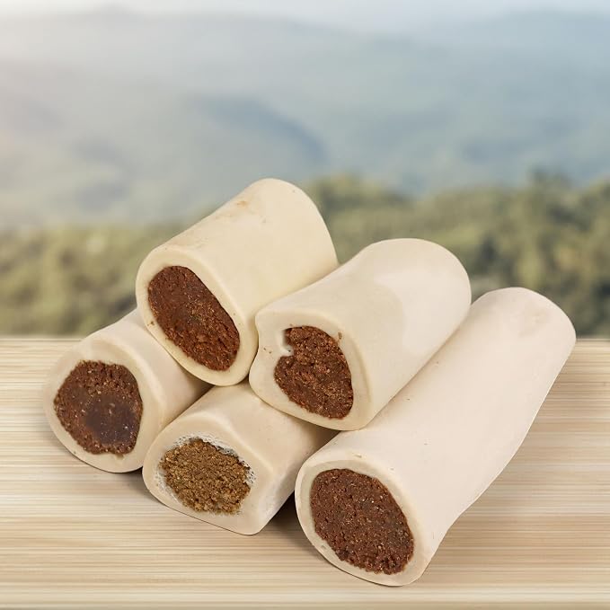 Cadet Stuffed Shin Bone, Long Lasting Dog Bones for Aggressive Chewers, High Protein Filled Dental Chew, Bully Stick Beef Flavor Filling, 5-6" for Large Dogs