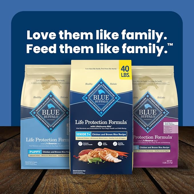 Blue Buffalo Life Protection Formula Chicken & Brown Rice Senior Dry Dog Food, Supports Immunity with Antioxidant-Rich LifeSource Bits, Promotes Healthy Muscle Development, Skin & Coat Health, 40 lbs