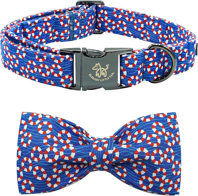 Elegant little tail Independence Dog Collar, Holiday Pet Collars with Bow Durable Patriotic Pet Collars Adjustable Dog Collar for X-Large Dogs