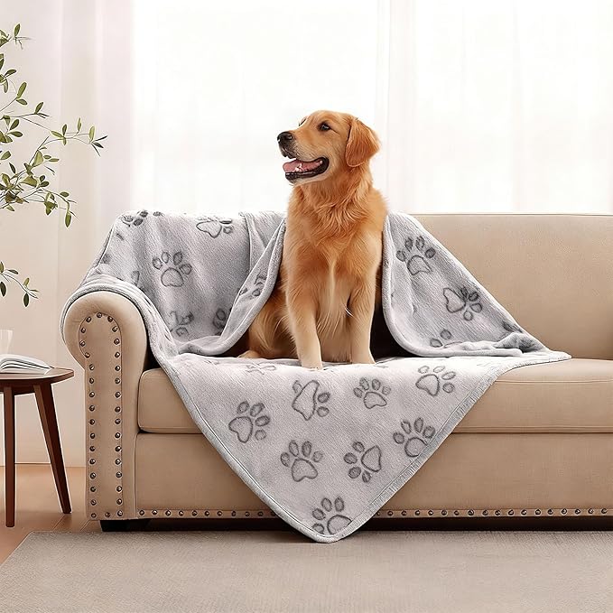 Dog Blankets for Medium Dogs, Cat, Premium Soft Dog Blankets for Small Dog Washable, Puppy Blanket Dogs Essentials for Puppies (1, Grey, 63" x 42")