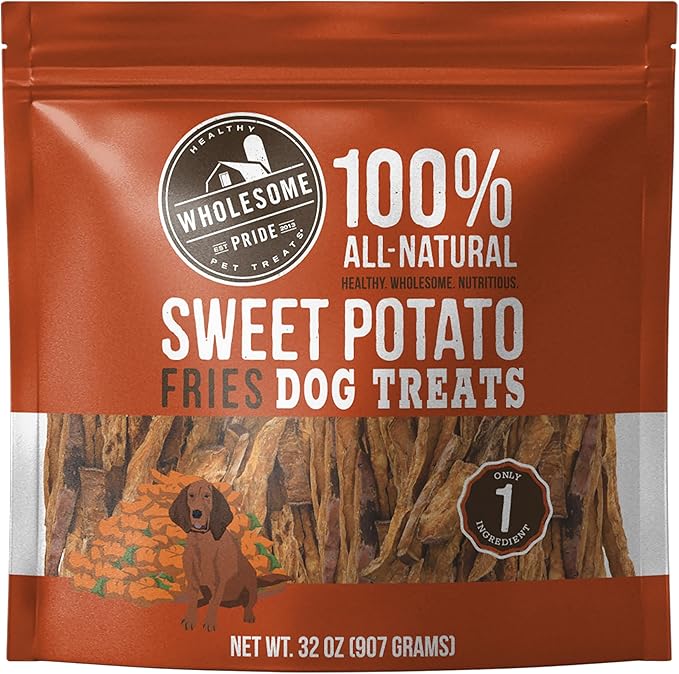Wholesome Pride Healthy Sweet Potato Fries – Sensitive Stomach Dog Treats, No Preservatives, Single-Ingredient, No Grain, 32 oz