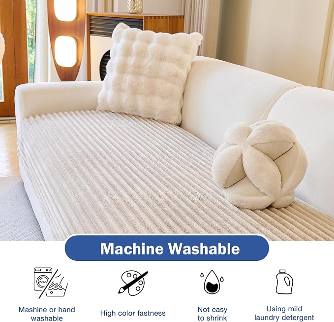 MYSKY HOME 100% Waterproof Couch Cover for Sectional Sofa, Couch Covers for Dogs Washable, Non Slip 2 Pieces Sofa Slipcover, L Shape Sofa Cover Furniture Protector for Pet, Khaki, 35"x70.9"+35"x70.9"