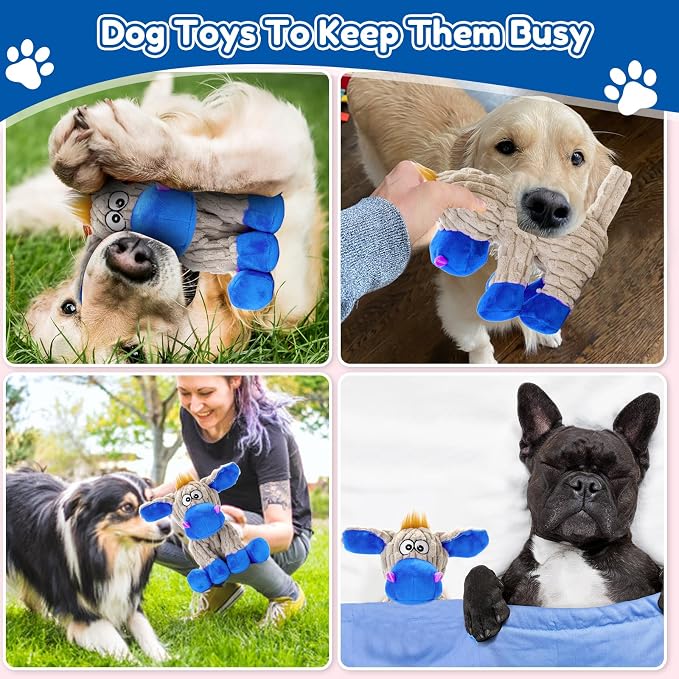 loncoldy Squeaky Dog Toys, Plush Chew Toys for Dogs, Crinkle Interactive Squeaky Stuffed Dog Toy for Small Medium Large Breeds, Dog Toy to Keep Them Busy, Pet Toys for Dogs
