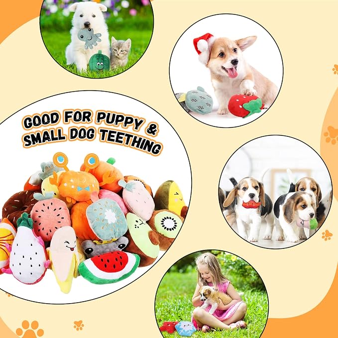 Hungdao 80 Pcs Dog Squeaky Toys Bulk for Small Dog Cute Plush Stuffed Puppy Chew Teething Toys Pet Bundle Easter Gift for Chewing Cleaning & Interactive Play