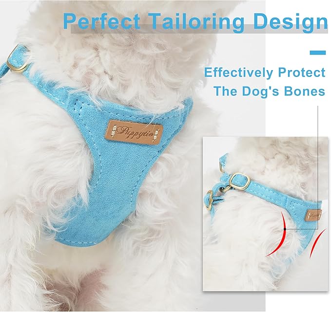 Puppytie Dog Harness with Multifunction Dog Leash,Soft Adjustable No Choke Escape Proof Pet Harness Vest for Medium Dogs or Large Dogs,Ocean Blue,M