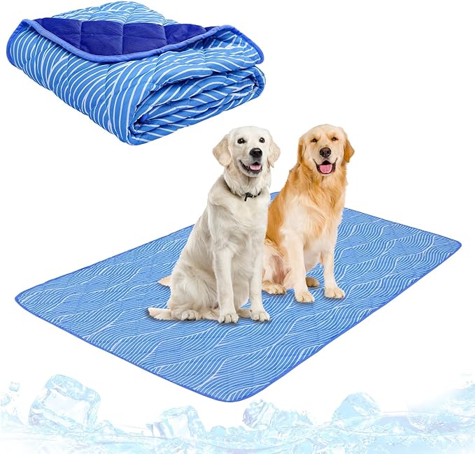 PUPTECK Dog Cooling Mat Pad for Medium Large Dogs, Cooling Blanket for Kennels Crate Floor, Dog Cat Summer Sleeping Bed Outside, Washable & Portable, Large 28"x40"